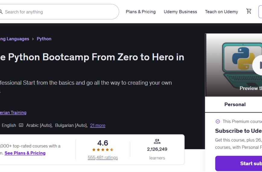 create 1 illustration about this review article, https://www.udemy.com/course/complete-python-bootcamp/