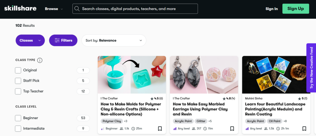skillshare-resin-courses